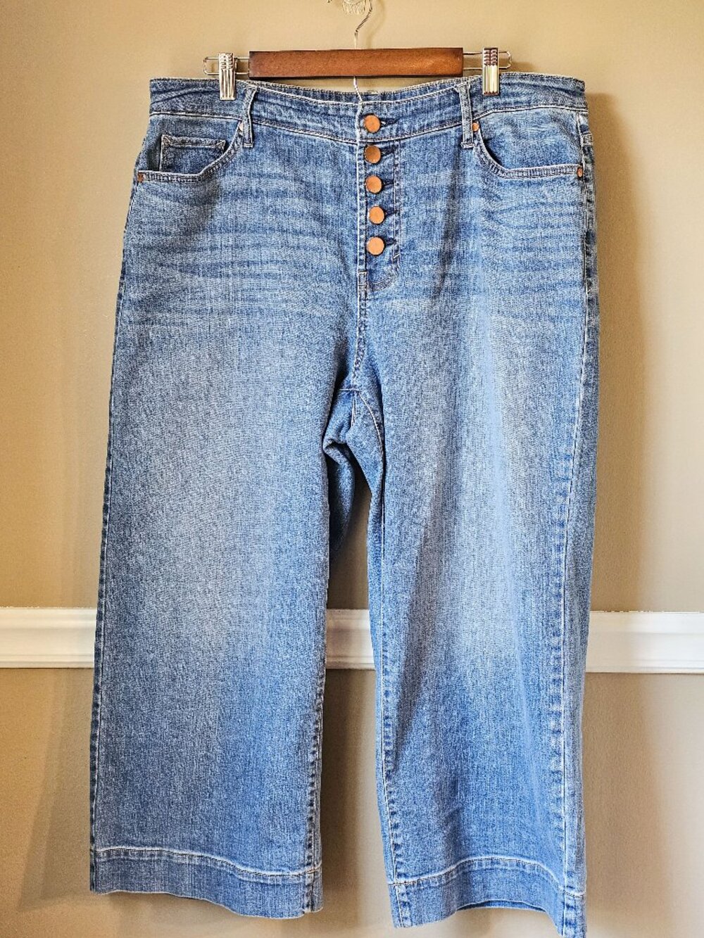 a.n.a High Rise Wide Leg Crop Jeans Button Fly Size 16W
